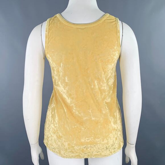 DRIES VAN NOTEN Size L Yellow Velour Scoop Neck Casual Top - Picture 3 of 5